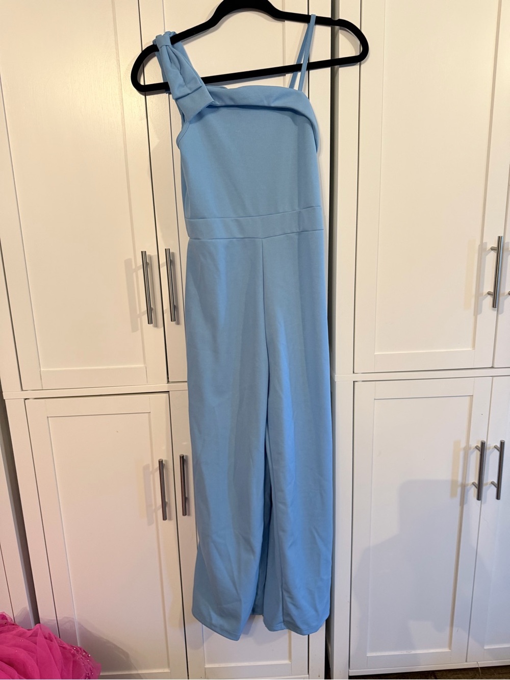 Girls One-Shoulder Light Blue Jumpsuit